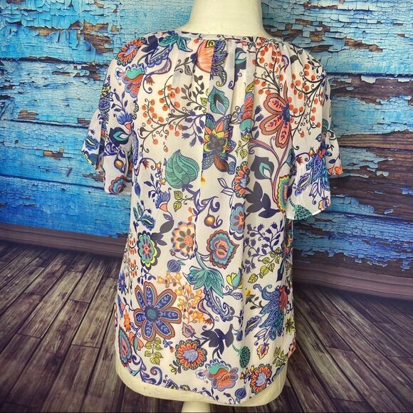 Milly Design Nation XS floral sheer top - Picture 5 of 9